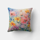 水彩春の抽象的な野の花の爆発 クッション (裏面)