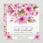 水彩春の桜のブライダルシャワー 招待状 (正面/裏面)