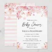 水彩春の桜ベビーシャワー 招待状 (正面/裏面)