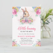 水彩春の花とうさぎのベビーシャワー 招待状 (スタンド正面)