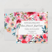 水彩春の花のウェディング 招待状 (正面/裏面)