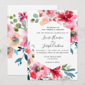 水彩春の花のウェディング 案内状 (正面/裏面)