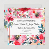 水彩春の花のウェディング 案内状 (正面/裏面)