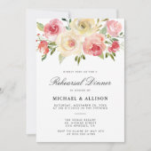 水彩春の花の彩り リハーサルディナー 招待状 (正面)