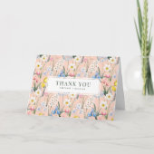 水彩春の花の植物学的な結婚式のカード サンキューカード (正面)