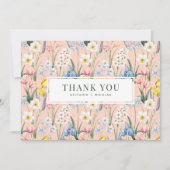 水彩春の花の植物学的な結婚式のカード サンキューカード (正面)