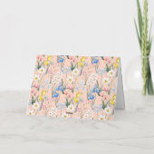 水彩春の花の植物学的な結婚式 サンキューカード (裏面)