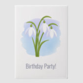 水彩春の花の雪だるま挿入 ベラム紙招待状 (正面)