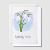 水彩春の花の雪だるま挿入 ベラム紙招待状 (オフセット)