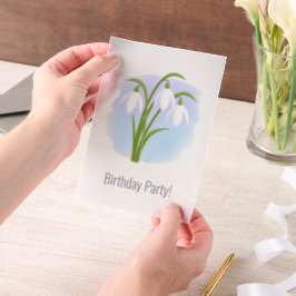 水彩春の花の雪だるま挿入 ベラム紙招待状