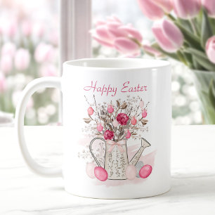 水彩春の花イースターエッグパーソナライズされた コーヒーマグカップ