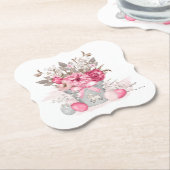 水彩春の花イースターエッグ ペーパーコースター (アングル)