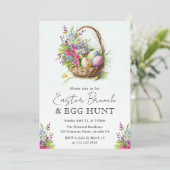 水彩春の花イースターバスケットブランチ 招待状 (スタンド正面)