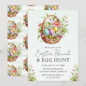 水彩春の花イースターバスケットブランチ 招待状 (正面/裏面)