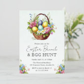 水彩春の花イースターバスケットブランチ 招待状 (スタンド正面)