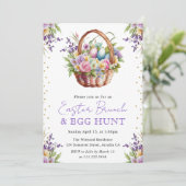 水彩春の花イースターバスケットブランチ 招待状 (スタンド正面)