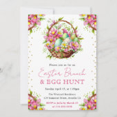 水彩春の花イースターバスケットブランチ 招待状 (正面)