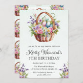 水彩春の花イースターバスケット誕生日 招待状 (正面/裏面)