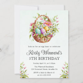 水彩春の花イースターバスケット誕生日 招待状