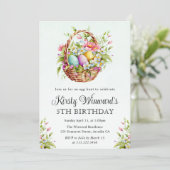 水彩春の花イースターバスケット誕生日 招待状 (スタンド正面)