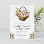 水彩春の花イースターバスケット誕生日 招待状 (スタンド正面)