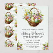 水彩春の花イースターバスケット誕生日 招待状 (正面/裏面)