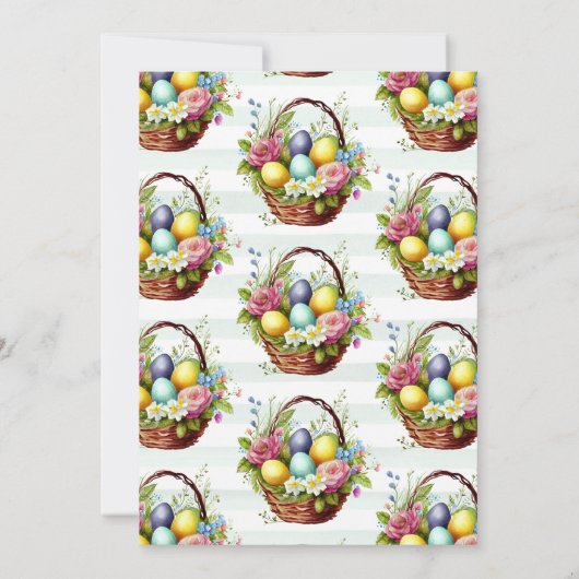 水彩春の花イースターバスケット誕生日 招待状 (裏面)