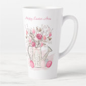 水彩春の花イースターパーソナライズされた カフェラテマグ (右)