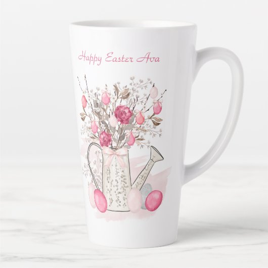 水彩春の花イースターパーソナライズされた カフェラテマグ (右)