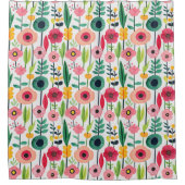 水彩春の花カラフルとエレガント シャワーカーテン (正面)