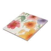 水彩春の花カラフルフローラオン白 タイル (側面)