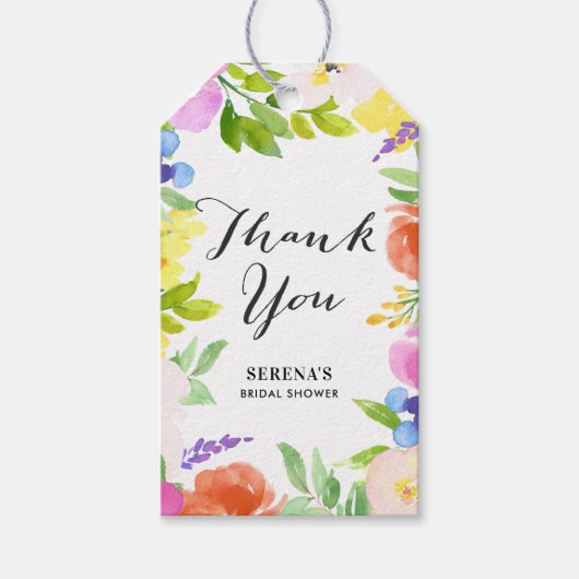 水彩春の花サンキューギフトラベル ギフトタグ (正面)