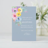 水彩春の花ダスティブルー招待状 招待状 (スタンド正面)