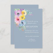 水彩春の花ダスティブルー招待状 招待状 (正面/裏面)