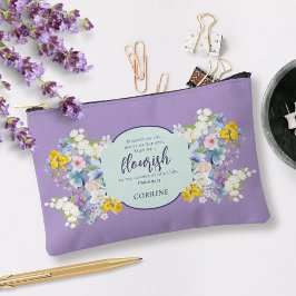水彩春の花バイブルパーソナライズされた節 アクセサリーポーチ
