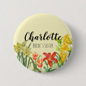 水彩春の花フローライラストレーション 缶バッジ (正面)