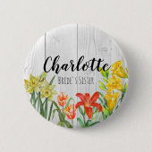 水彩春の花フローライラストレーション 缶バッジ (正面)