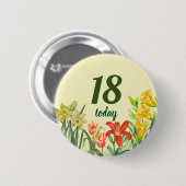 水彩春の花フローライラストレーション 缶バッジ (正面&裏面)