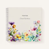水彩春の花フローラスクエアノートブック ノートブック (正面)