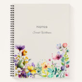 水彩春の花フローラ縁どノートブック ノートブック (正面)