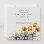 水彩春の花リースブライダルシャワーinv 招待状 (正面)