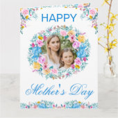 水彩春の花リース母の日 カード (黄色い花)