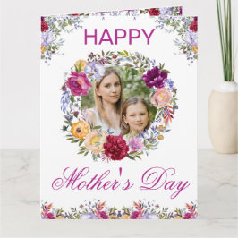 水彩春の花リース母の日 カード