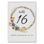 水彩春の花リース結婚ズ テーブルナンバー (正面)