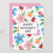 水彩春の花柄マザーズデー シーズンカード (正面/裏面)