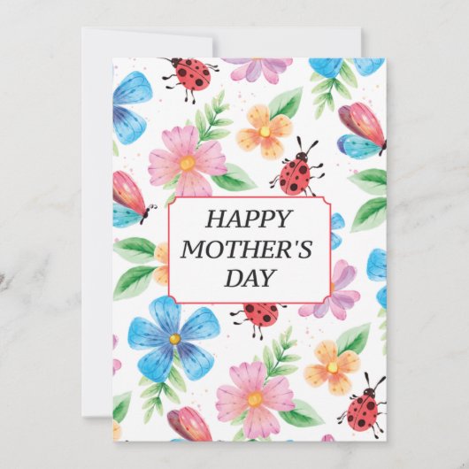 水彩春の花柄 マザーズデー シーズンカード (正面)