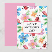 水彩春の花柄 マザーズデー シーズンカード (正面/裏面)