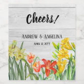 水彩春の花植物学イラストレーション ワインラベル (シングルラベル)