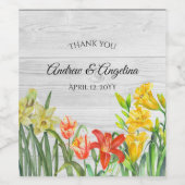 水彩春の花植物学イラストレーション ワインラベル (シングルラベル)