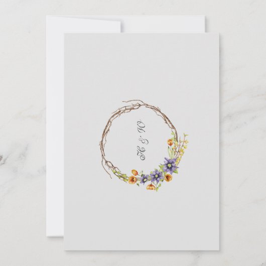 水彩春の花結婚式招待状 招待状 (裏面)